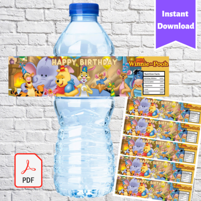Winnie the Pooh Party Water Bottle Label Printable