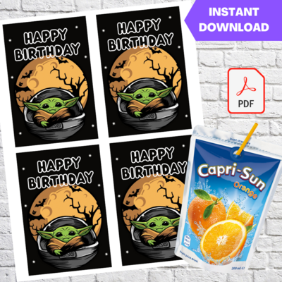 Baby Yoda Party Capri Sun Pouch Labels Printable