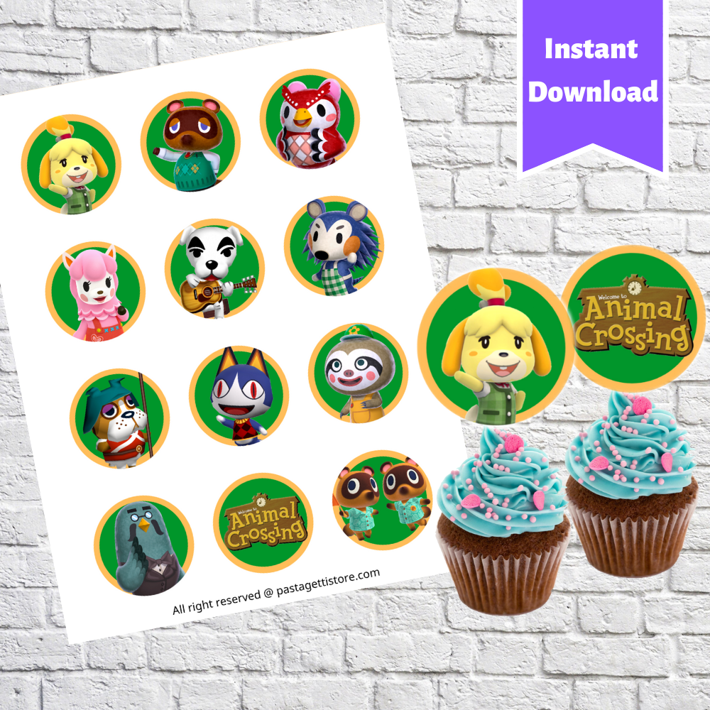 Animal Crossing Party Cupcake Toppers Printable