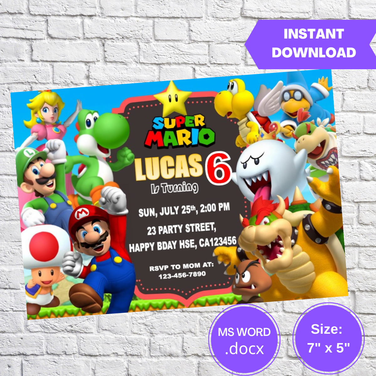 Super Mario Bros Party Invitation Printable