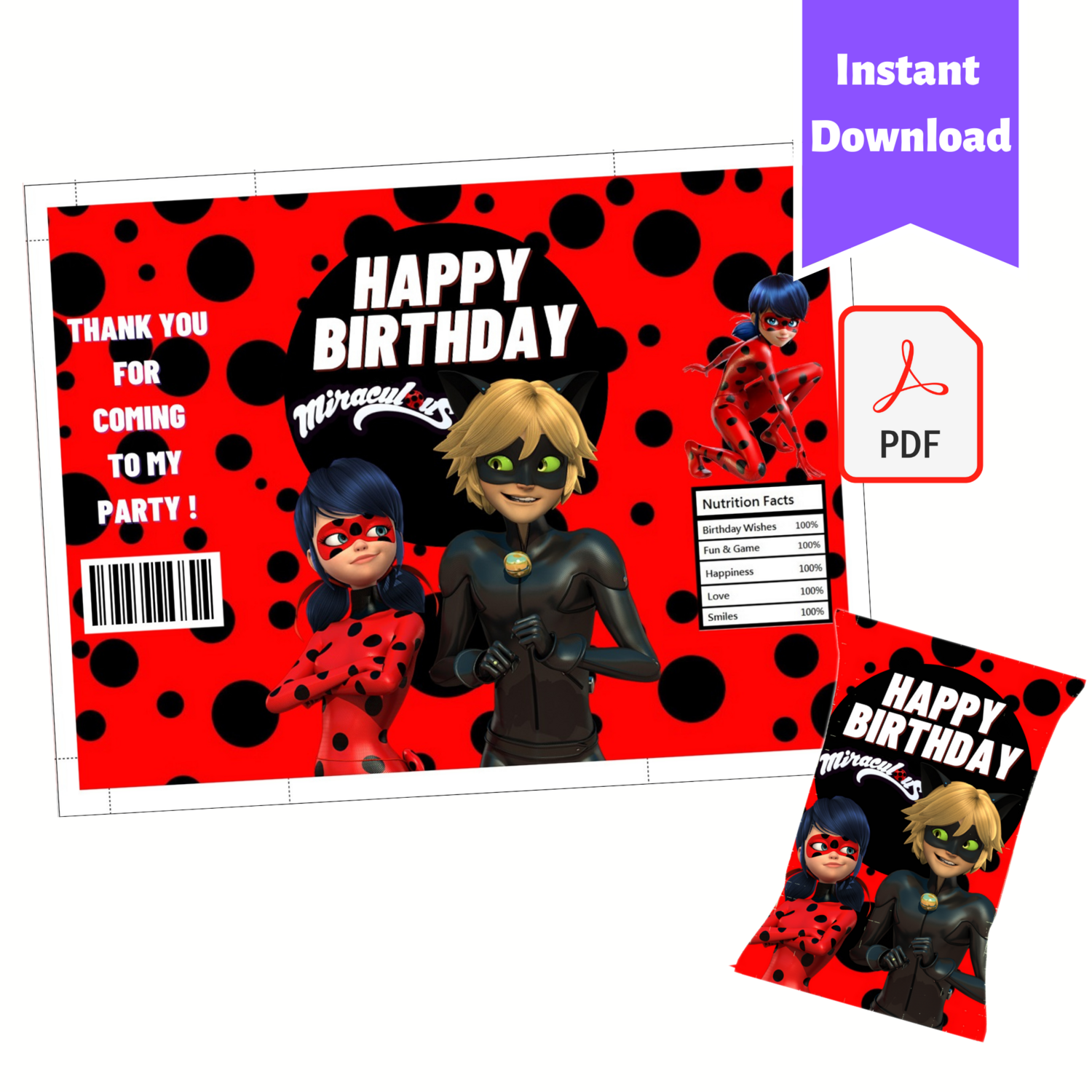 Miraculous Ladybug Chip Bags Wrapper Printable