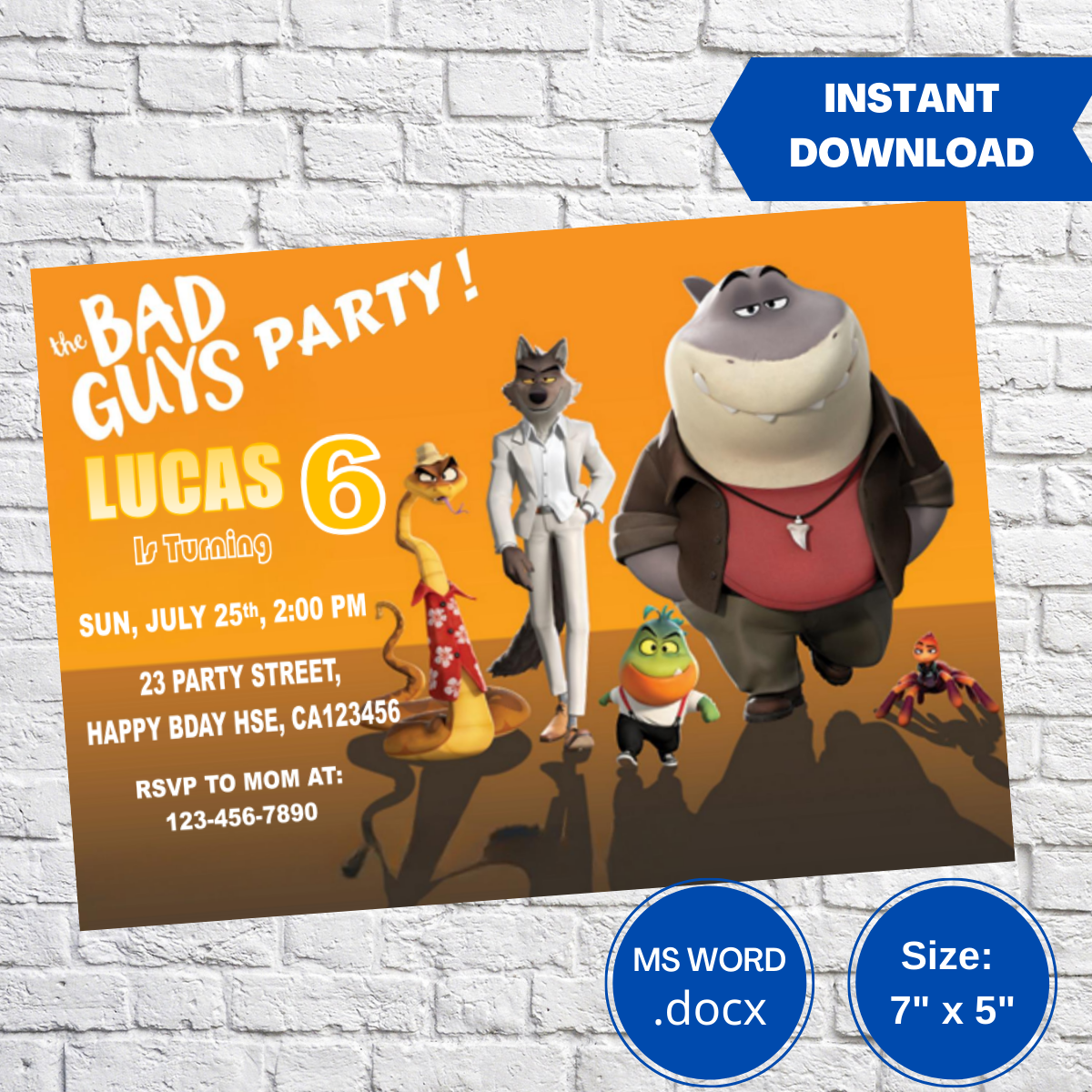 The Bad Guys Party Invitation Printable