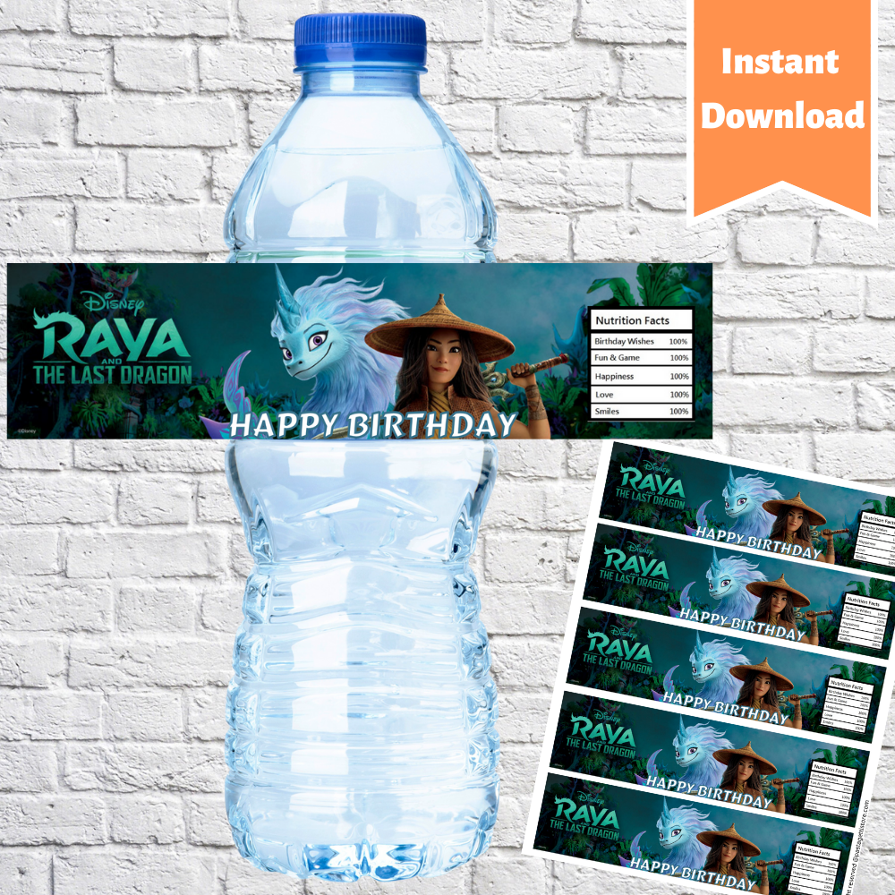Raya and the Last Dragon Water Bottle Labels Printable