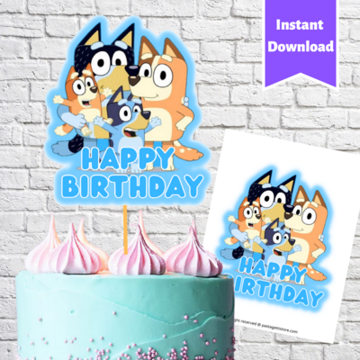 Bluey Birthday Cake Topper Printable