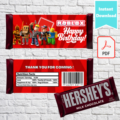 Roblox Hershey Chocolate Candy Bar Wrappers