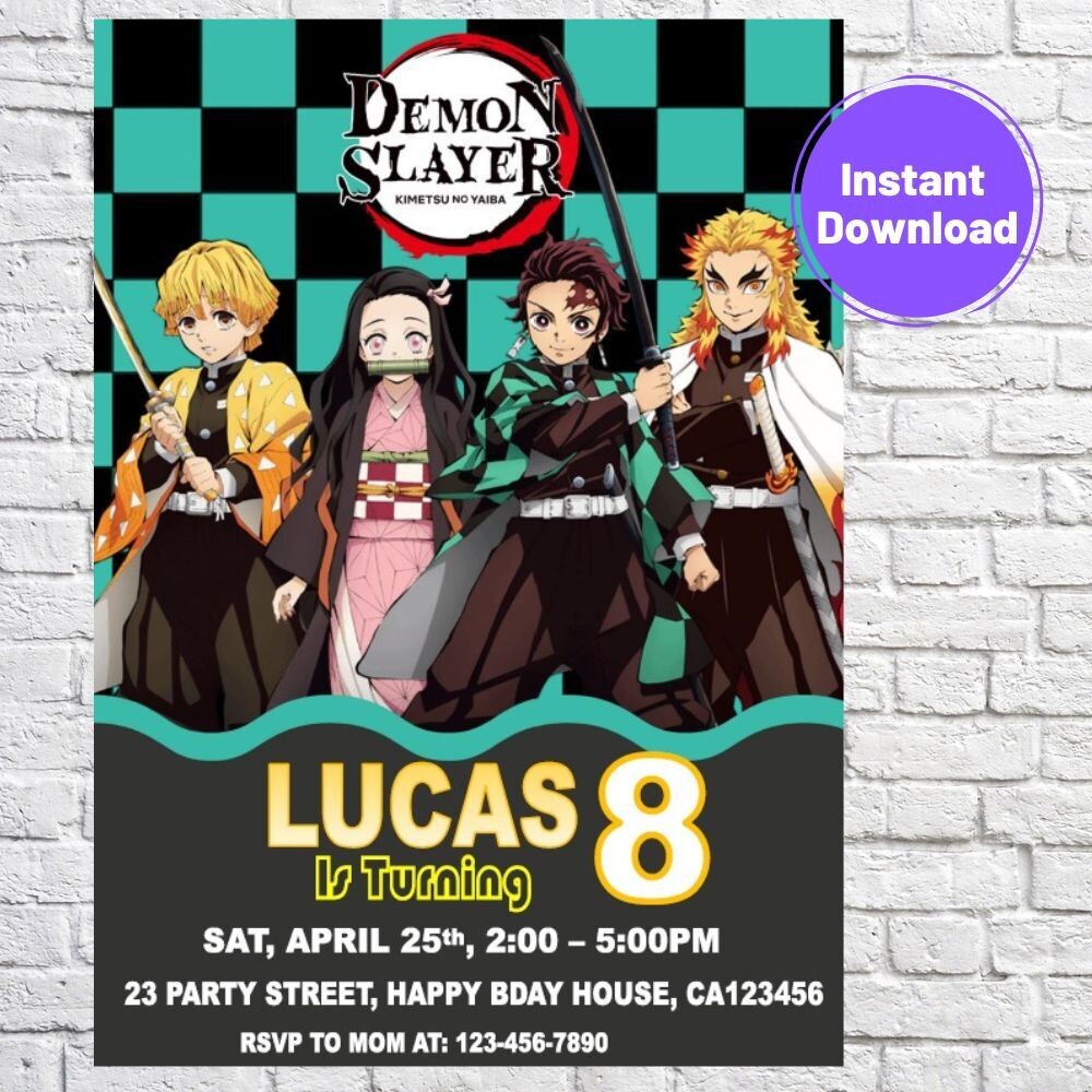  Demon Slayer Birthday Invitation Template 