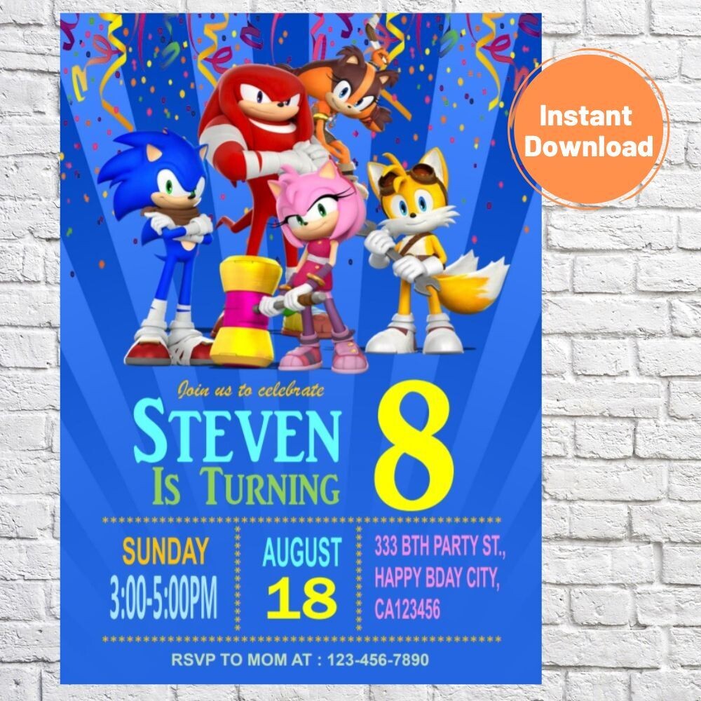 Sonic the Hedgehog Party Invitation Template