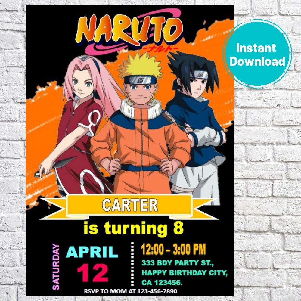Naruto Birthday Party Invitation Template