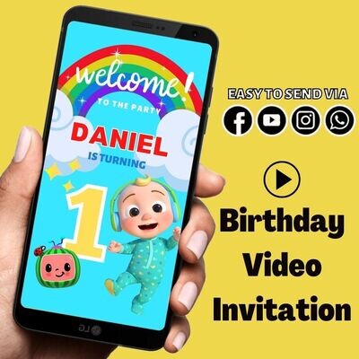 Cocomelon Baby Birthday Video Invitation
