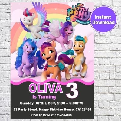 My Little Pony a New Generation Invitation Template