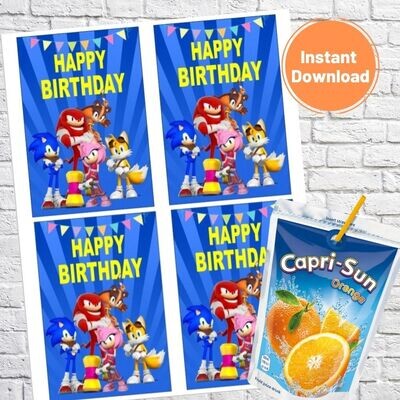 Sonic Party Birthday Capri Sun Pouch Labels Printable
