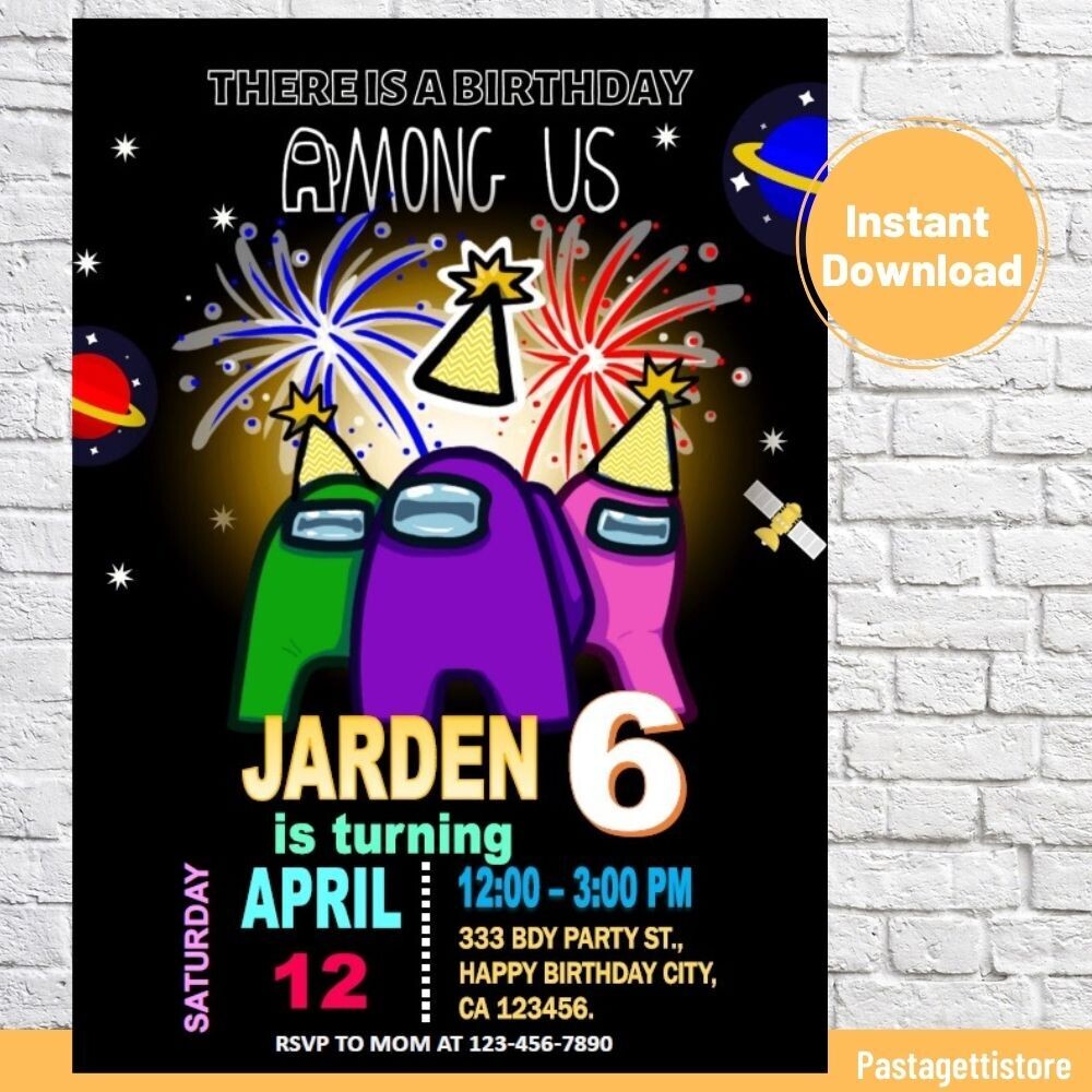 Among Us Birthday Party Invitation Template