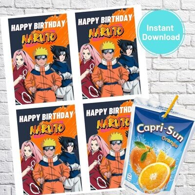 Naruto Party Capri Sun Pouch Labels Printable