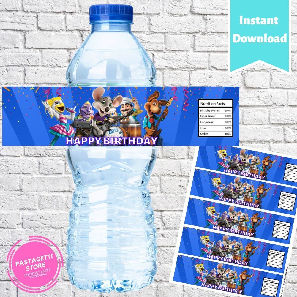 Chuck E Cheese Water Bottle Labels Printable
