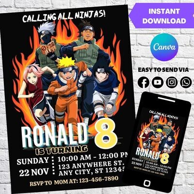 Naruto Ninja Digital Invitation Template