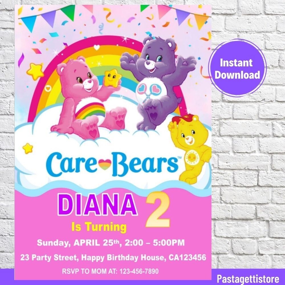 Care Bears Birthday Invitation Template