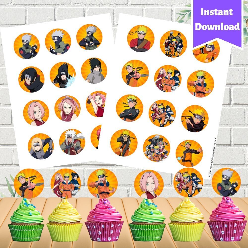 24 pcs Naruto Cupcake Toppers Printable