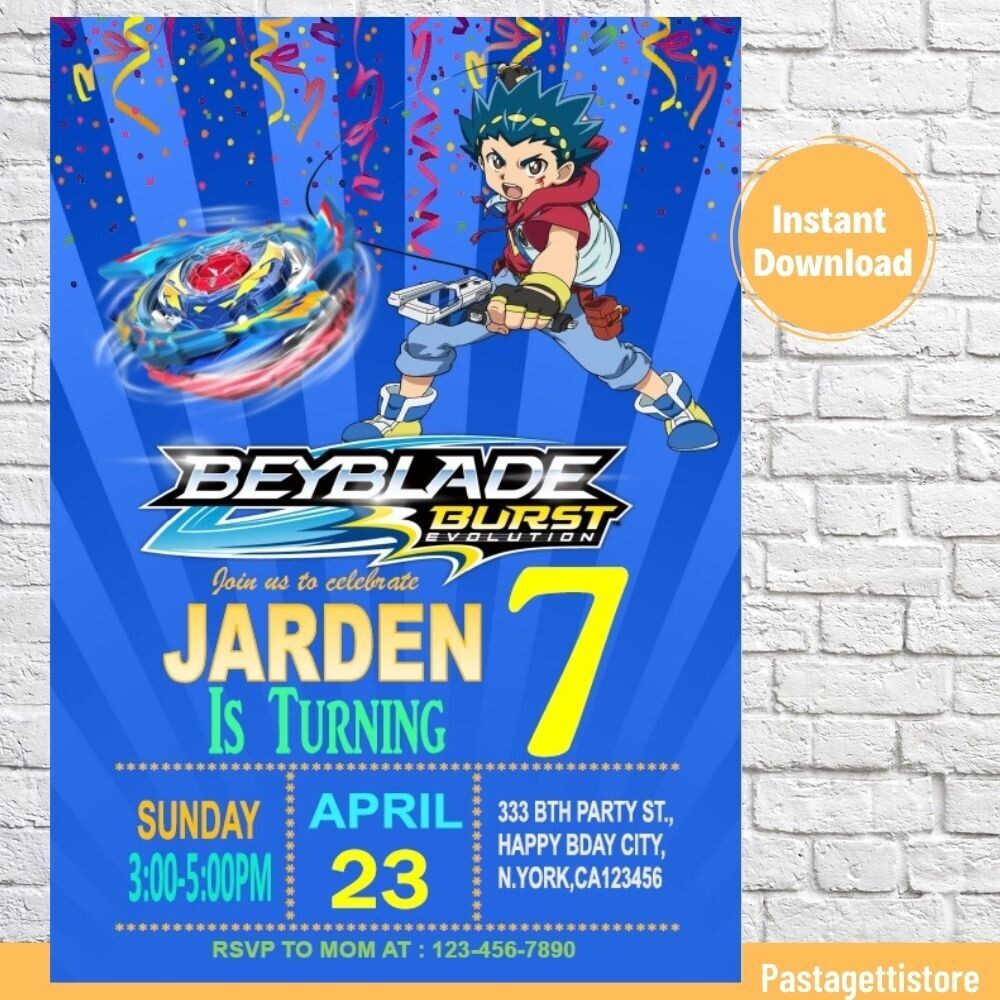 Beyblade Burst Invitation Template Printable Editable