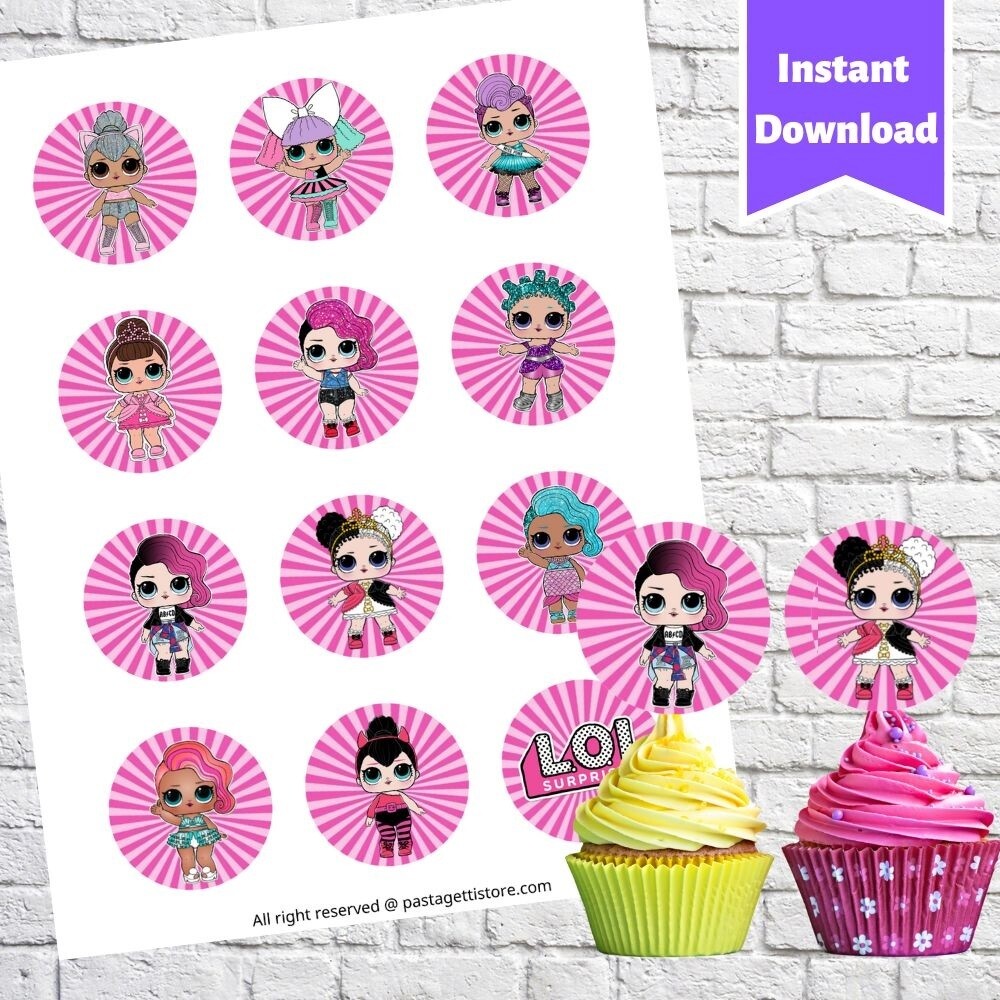 LOL Surprise Dolls Party Cupcake Toppers Printable