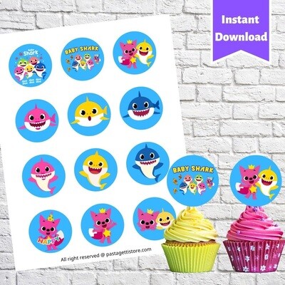 Baby Shark Party Cupcake Toppers Printable