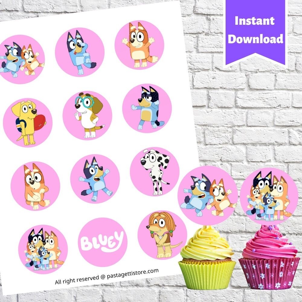 Bluey Girls Party Cupcake Toppers Printable