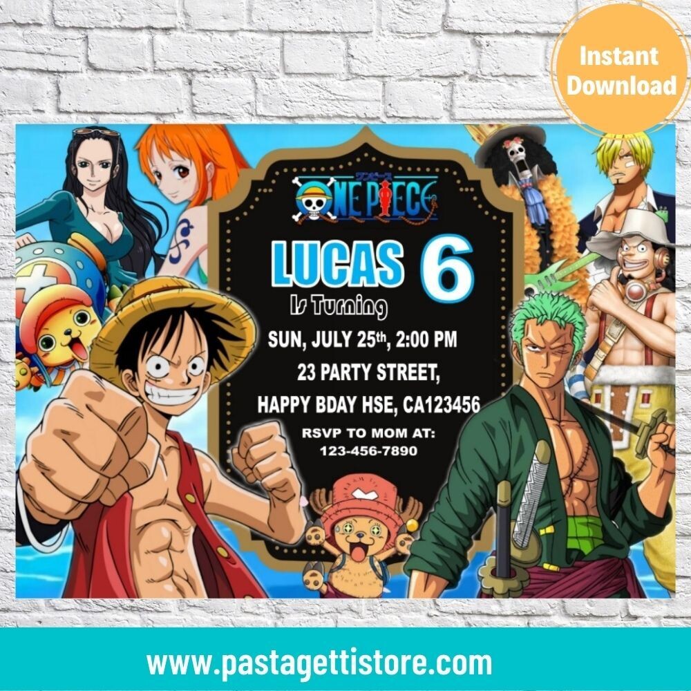 One Piece Birthday Party Invitation Template
