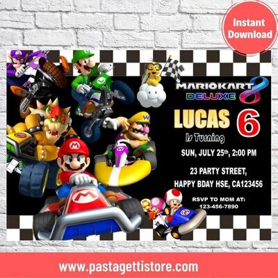 Mario Kart Birthday Invitation Template