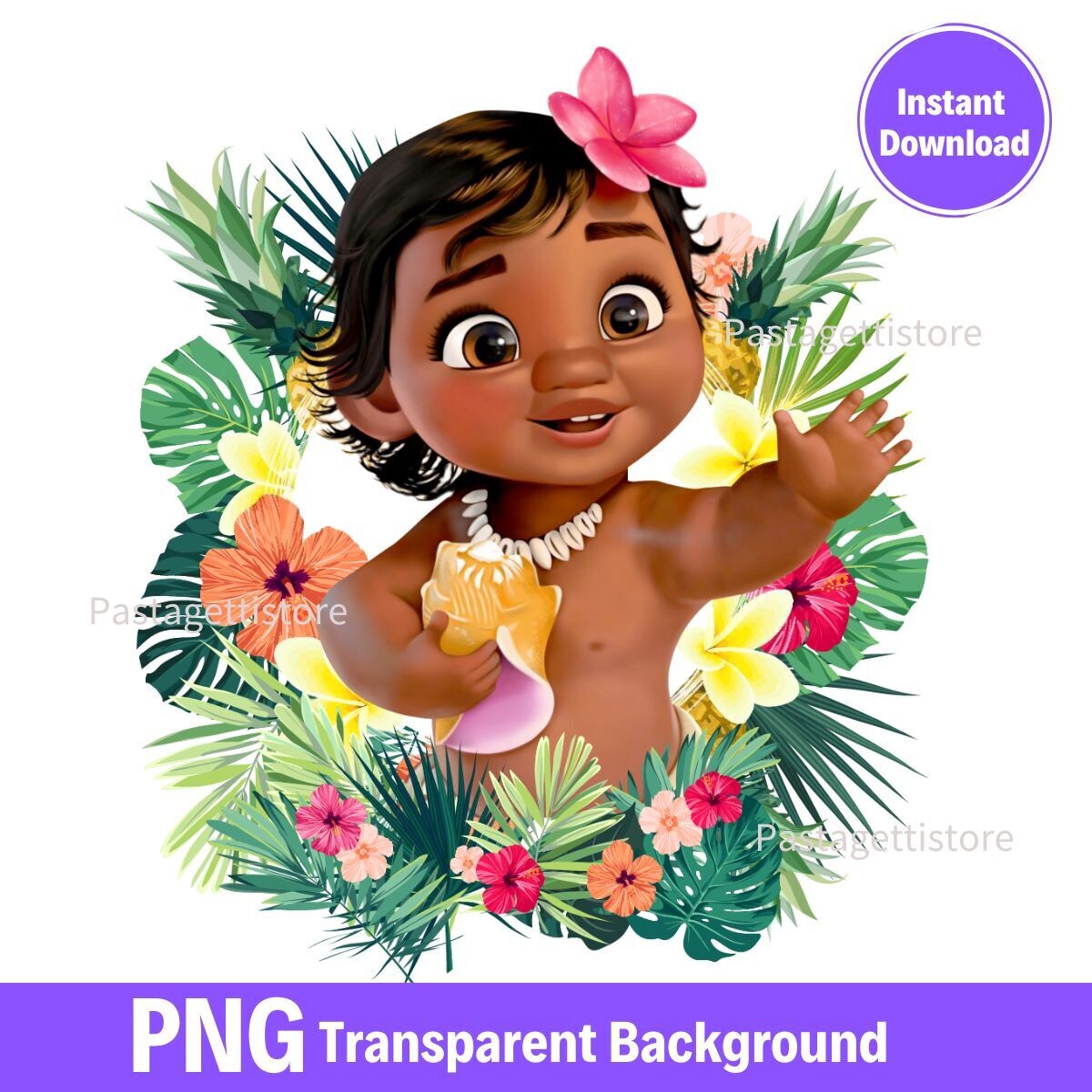 Baby Moana PNG Clipart Instant Digital Download