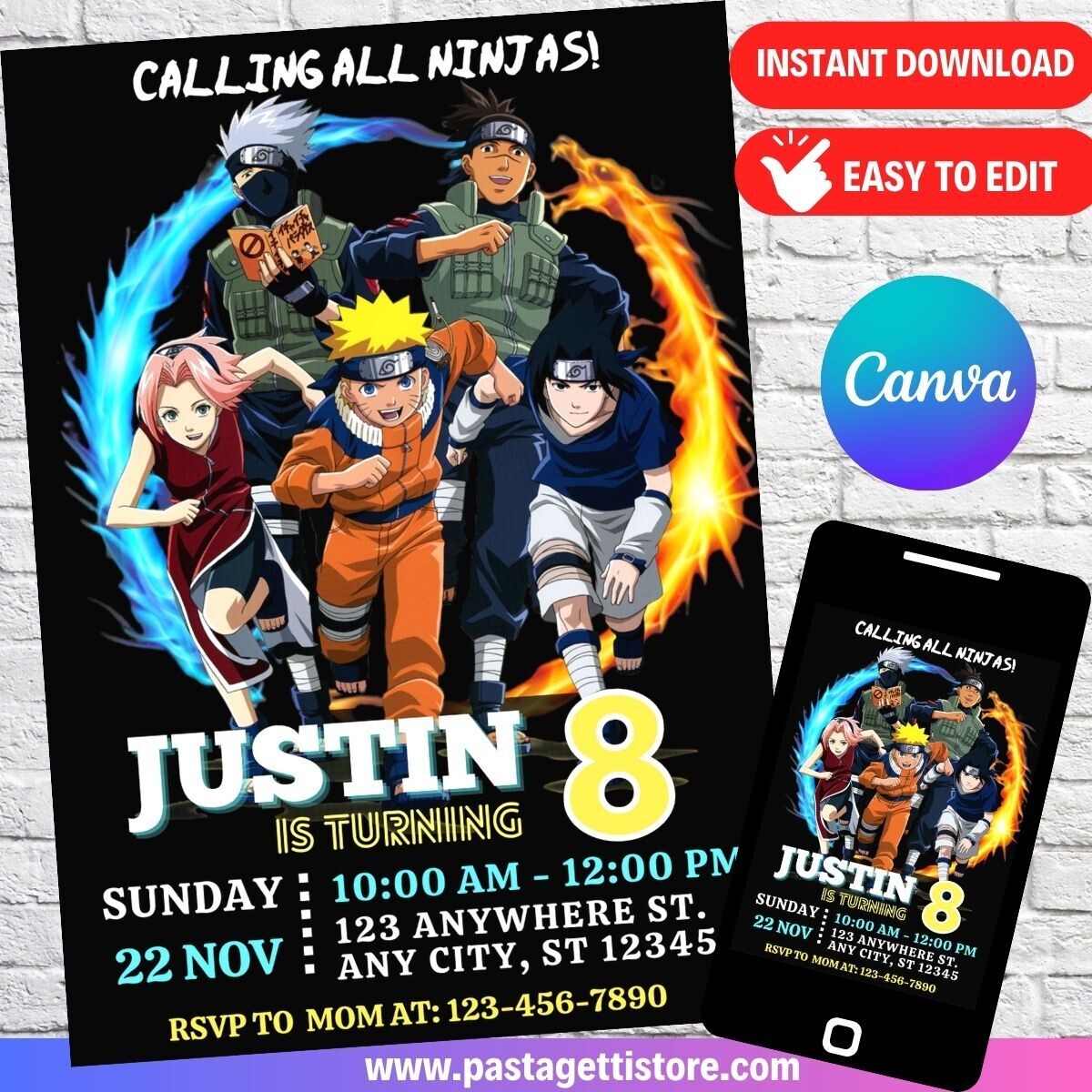 Naruto Birthday Party Invitation Template