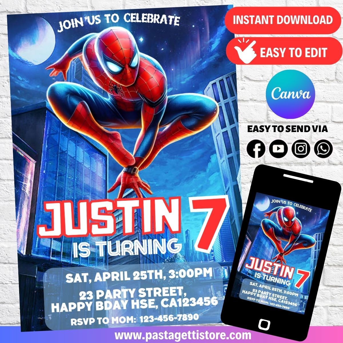 Spiderman Birthday Invitation Template
