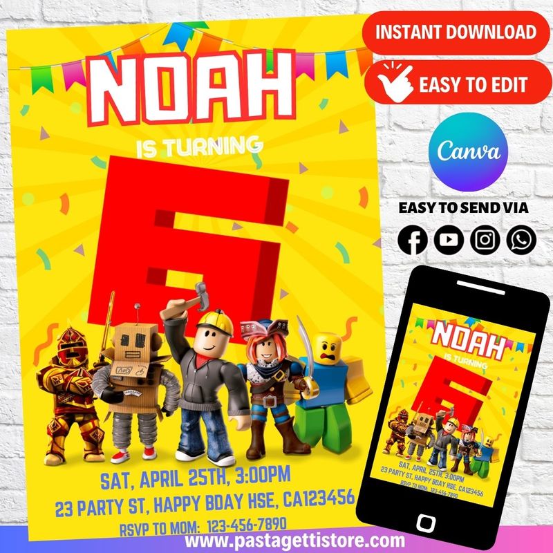 Roblox Digital Birthday Invitation Template