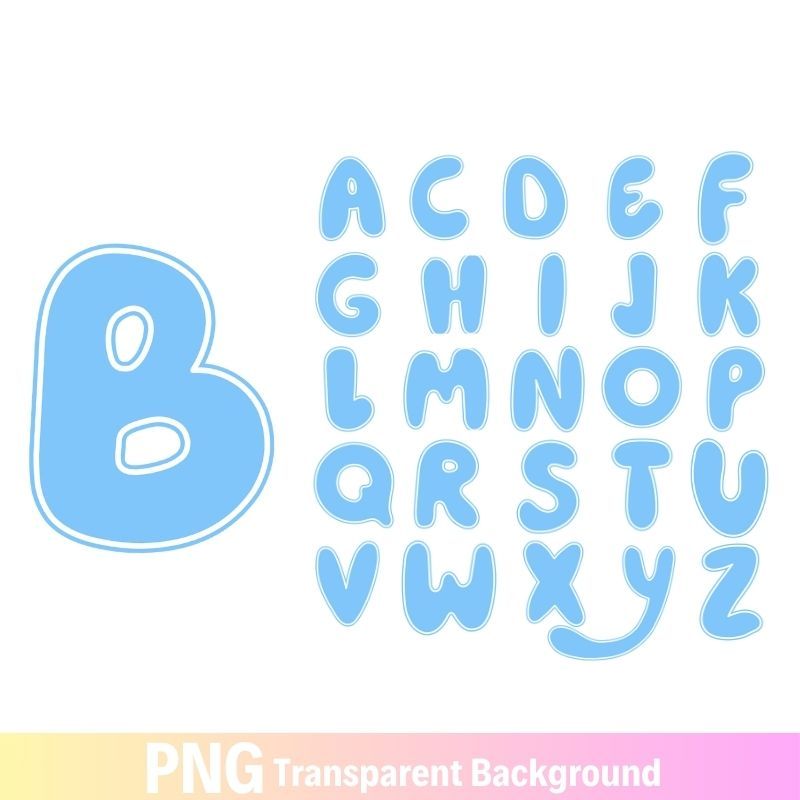 Bluey Font Alphabet PNG image