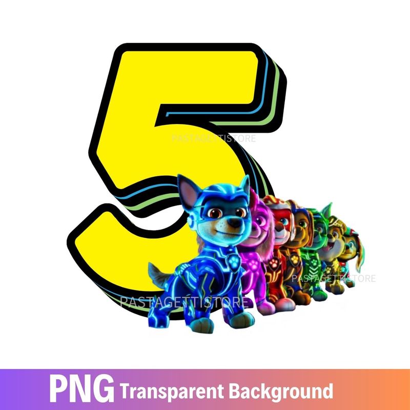 Paw Patrol Birthday PNG image 5th Five