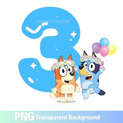 Bluey Bingo Birthday PNG image 3rd Three