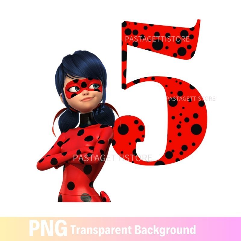 Miraculous Ladybug Birthday PNG image 5th Five