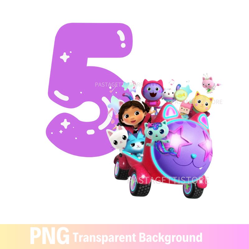 Gabby&#39;s Dollhouse Birthday PNG image 5th Five