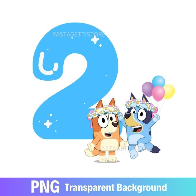 Bluey 2nd Birthday PNG image Clipart Two
