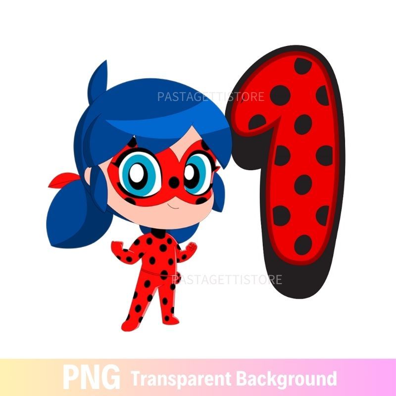 Miraculous Ladybug Chibi Birthday PNG Image 1st