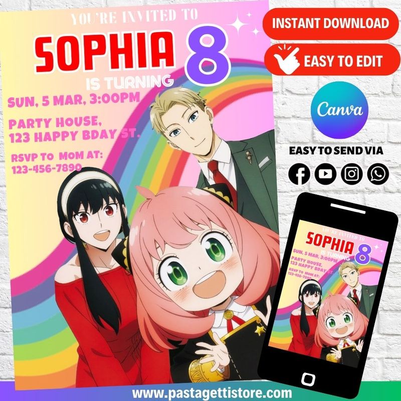 Spy x Family Anya Birthday Invitation