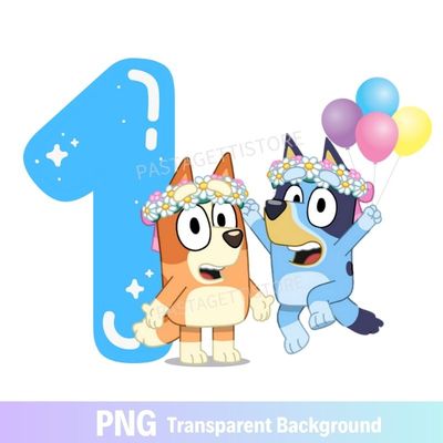 Bluey Bingo 1st Birthday PNG image Clipart One