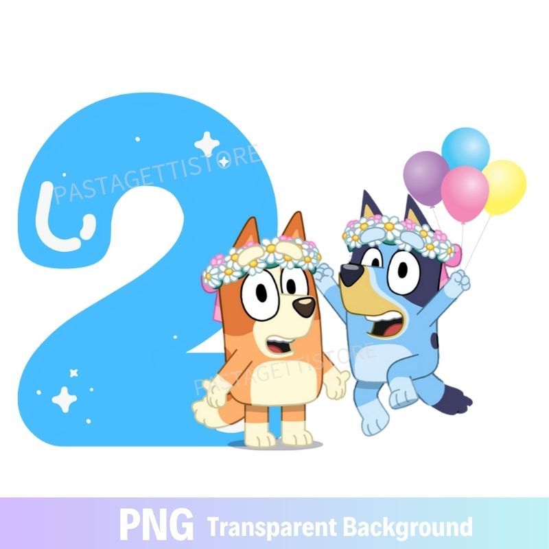 Bluey 2nd Birthday PNG image Clipart Two