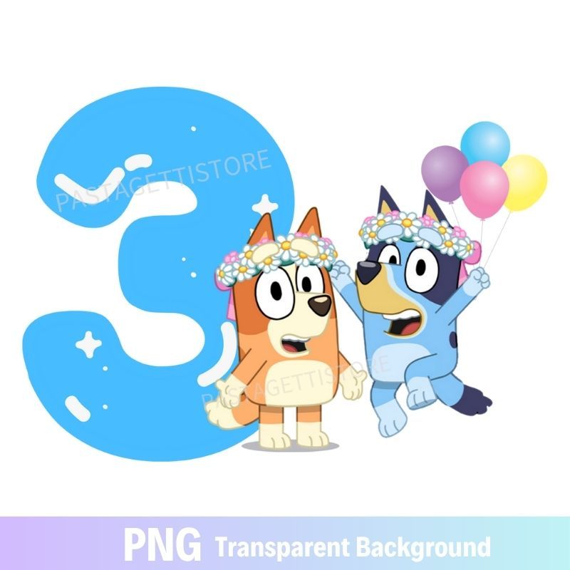 Bluey Bingo Birthday PNG image 3rd Three