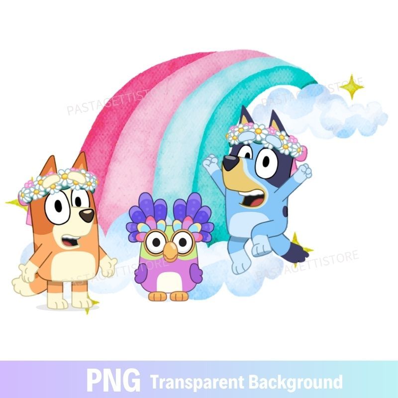 Bluey Bingo PNG Rainbow Image