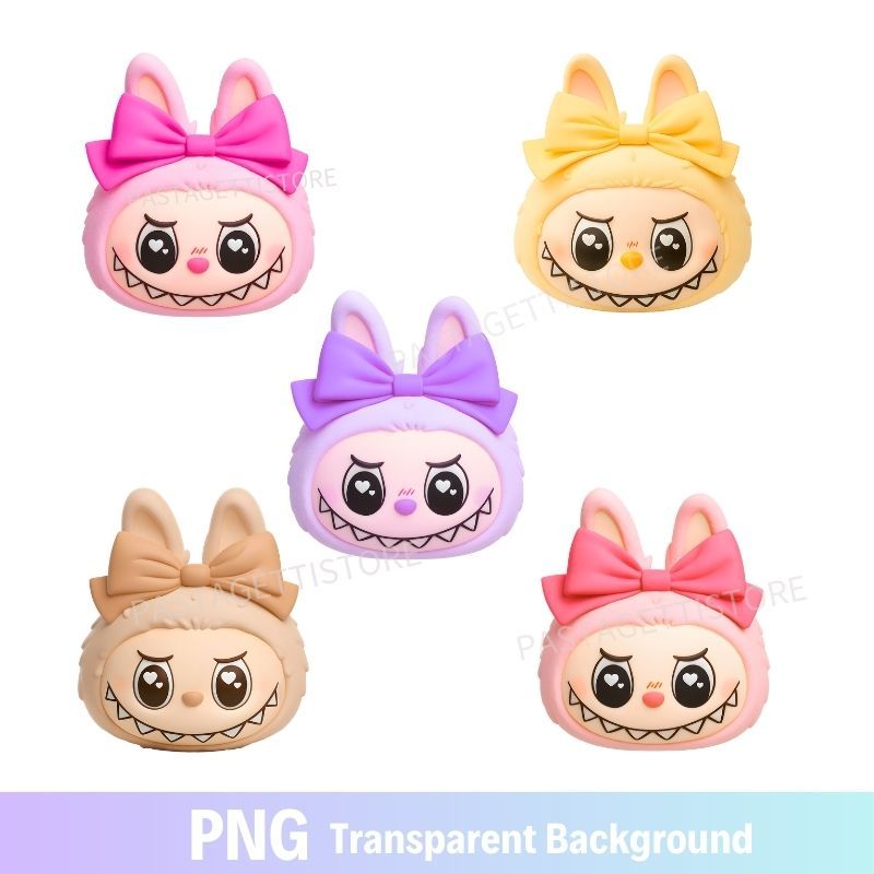 Bundle Labubu Head PNG Transparent