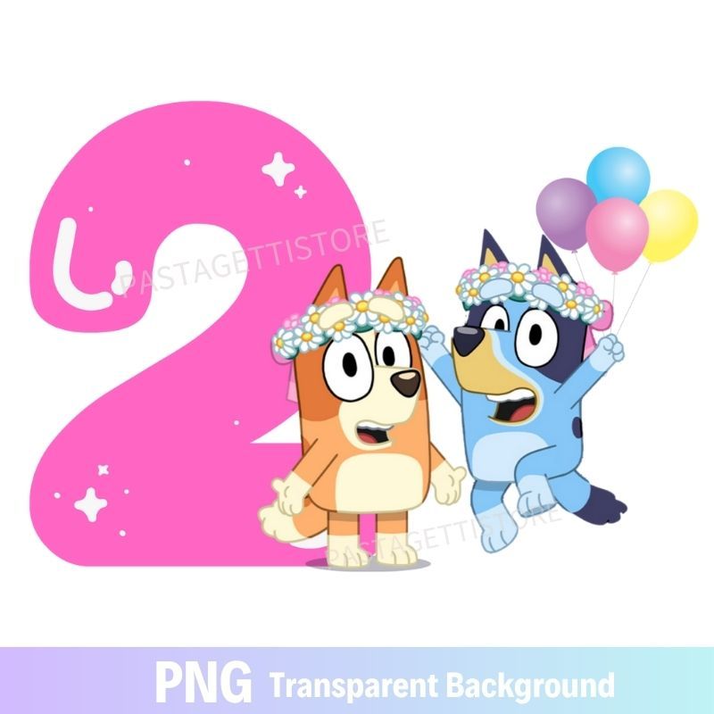 Bluey Bingo Girl Birthday PNG image 2nd Two
