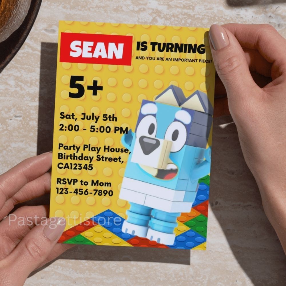 Lego Bluey Birthday Invitation Template
