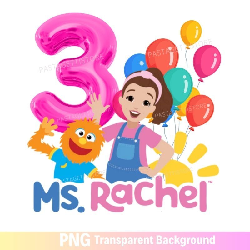 Ms Rachel 3rd Birthday PNG image