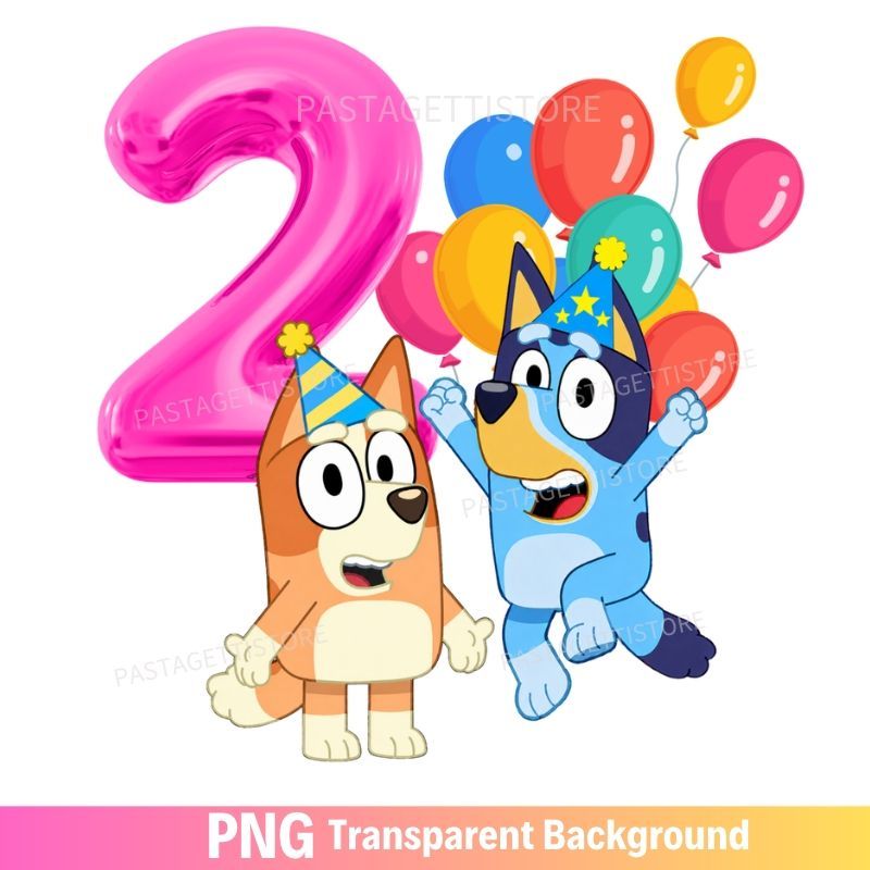 Bluey Bingo 2nd Birthday PNG Transparent