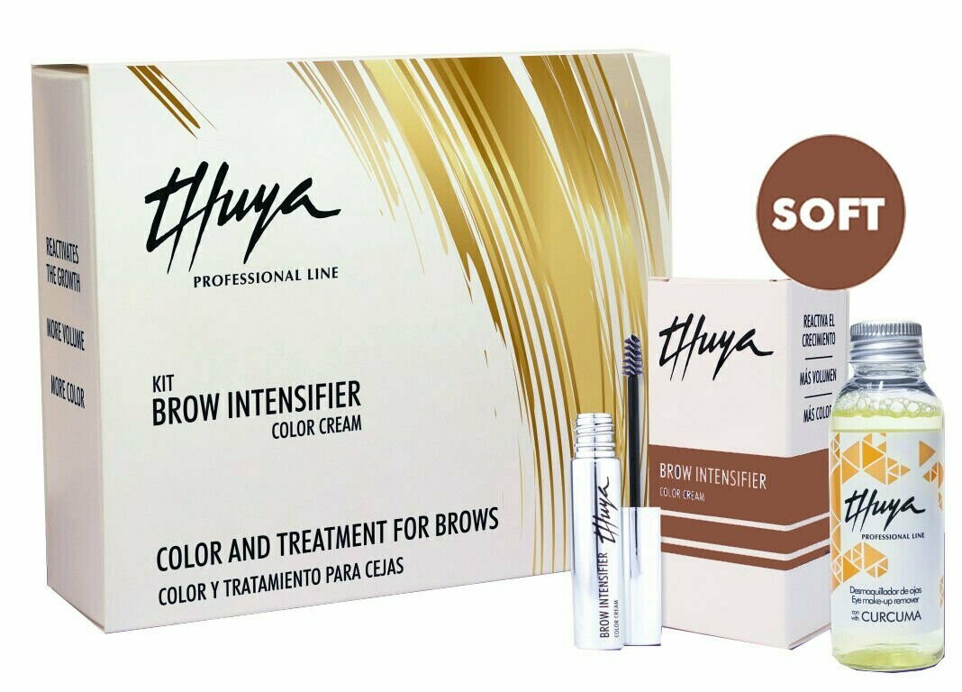 Brow Intensifier Color Cream (4ml) - Cofanetto con struccante curcuma (50ml) Thuya, Colore: Soft