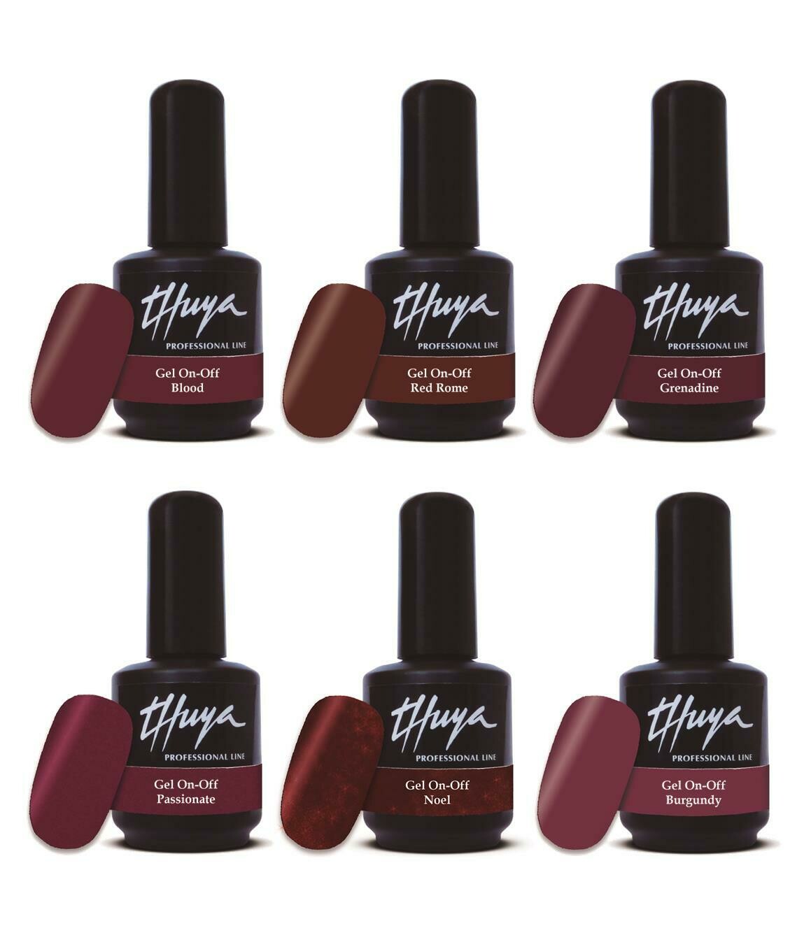 Gel On Off  Thuya Collezione - 007 Shades of Red (dark), Colore: Cofanetto (6pz)